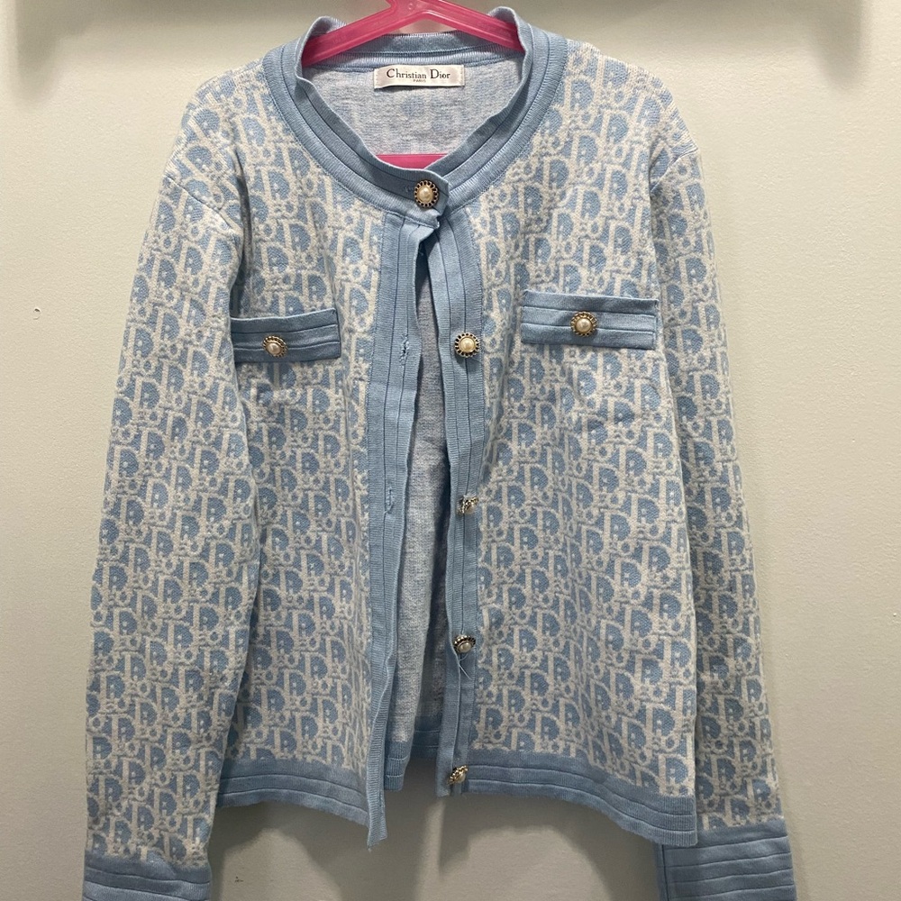 Christian Dior Blue Monogram Cardigan